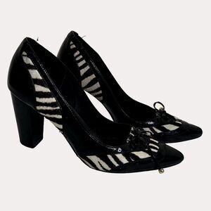 Unbranded Zebra Faux Patent Leather Fur Pumps Shoes Heels 39 US 9 am